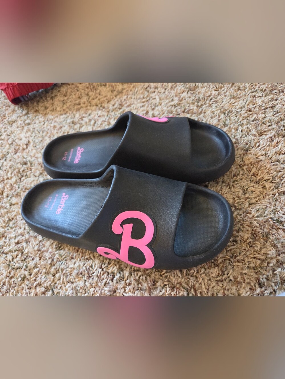 Barbie Black And Pink Summer Beach Slides Womens Size 11-12